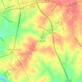 Carte topographique Lithia Springs, altitude, relief