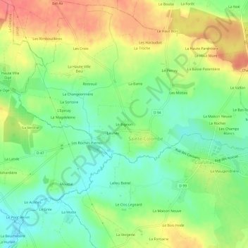 Carte topographique Le Bignon, altitude, relief