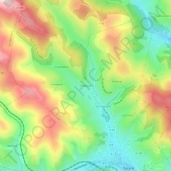 Carte topographique Chaboud, altitude, relief