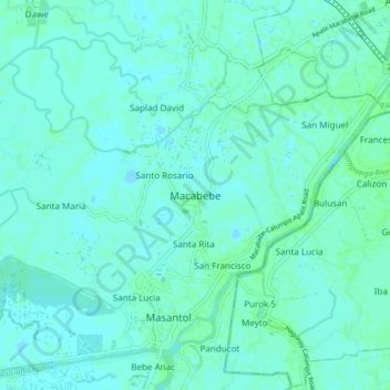 Carte topographique Macabebe, altitude, relief