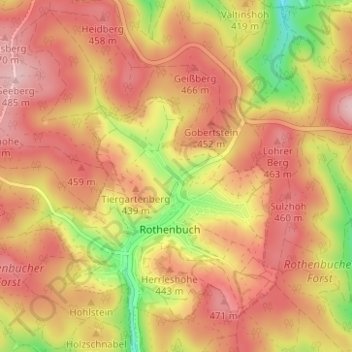 Carte topographique Rabenhausen, altitude, relief