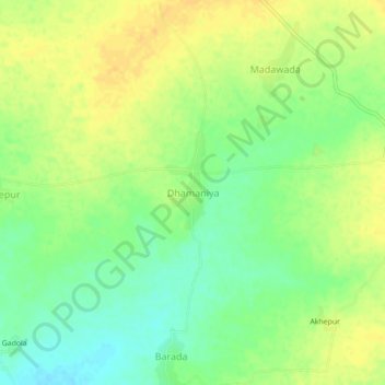 Carte topographique Dhamaniya, altitude, relief