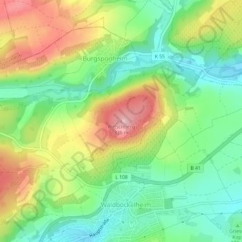 Carte topographique Welschberg, altitude, relief