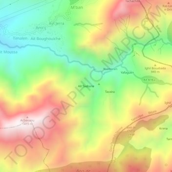 Carte topographique Aït Taabane, altitude, relief