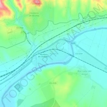 Carte topographique Alcolea, altitude, relief