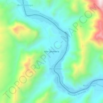 Carte topographique Villa Candelaria, altitude, relief