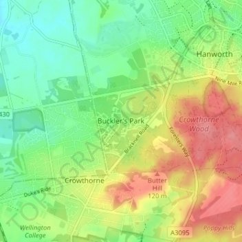Carte topographique Buckler's Park, altitude, relief