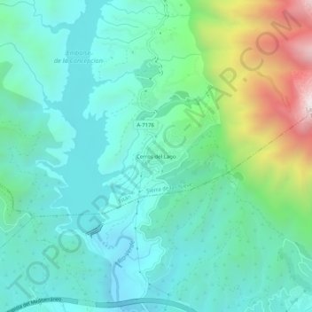 Carte topographique Cerros del Lago, altitude, relief