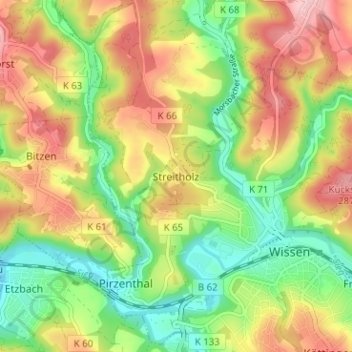Carte topographique Streitholz, altitude, relief