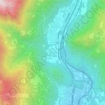 Carte topographique Sigirino, altitude, relief