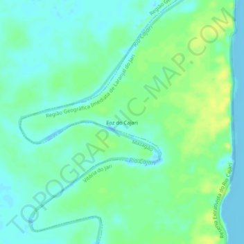 Carte topographique Foz do Cajari, altitude, relief