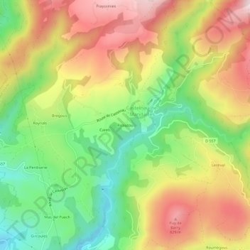 Carte topographique Ricoutou, altitude, relief