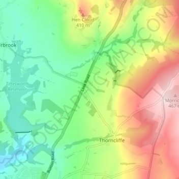 Carte topographique Blackshaw Moor, altitude, relief