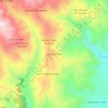 Carte topographique Capulispungo, altitude, relief
