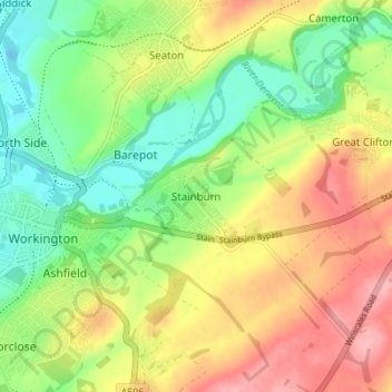Carte topographique Stainburn, altitude, relief