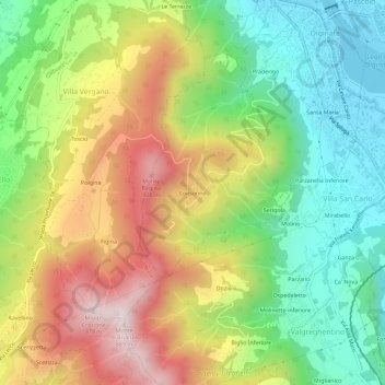 Carte topographique Consonno, altitude, relief