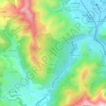 Carte topographique Pelenea, altitude, relief