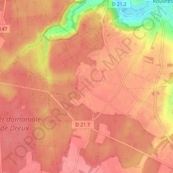 Carte topographique Les Nonains, altitude, relief