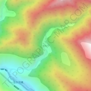 Carte topographique Muchenggou, altitude, relief