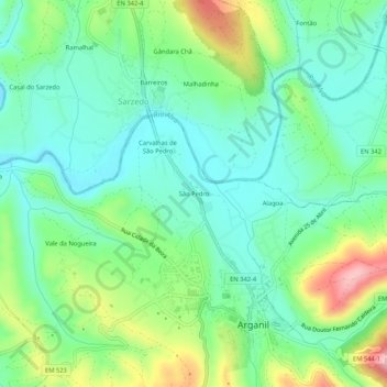 Carte topographique São Pedro, altitude, relief