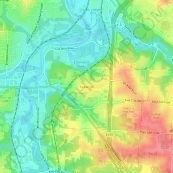 Carte topographique Eastwood, altitude, relief