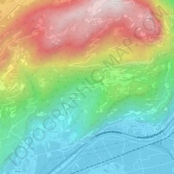 Carte topographique Savignano, altitude, relief
