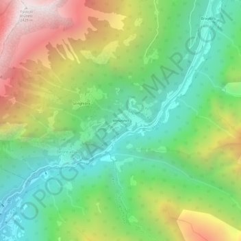 Carte topographique Menzonio, altitude, relief