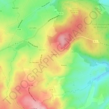 Carte topographique La Poule, altitude, relief