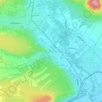 Carte topographique Gobelsburg, altitude, relief