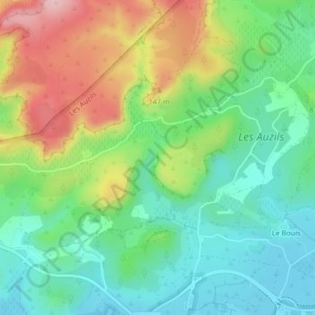 Carte topographique Grotte de la Crouzade, altitude, relief