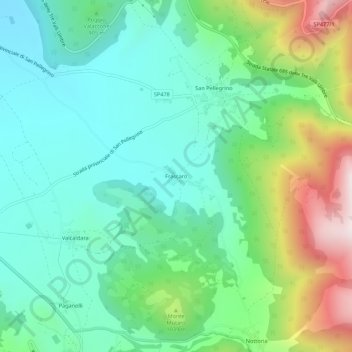 Carte topographique Frascaro, altitude, relief