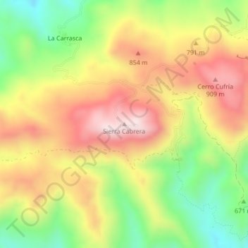Carte topographique Sierra Cabrera, altitude, relief