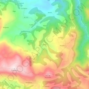Carte topographique Celada, altitude, relief