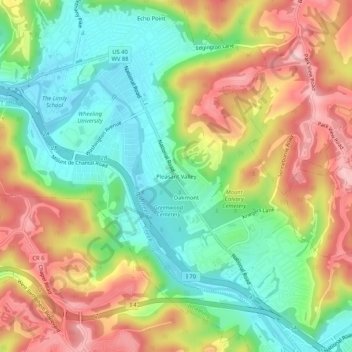 Carte topographique Pleasant Valley, altitude, relief