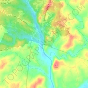 Carte topographique Rockaway, altitude, relief