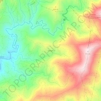 Carte topographique Corgas, altitude, relief