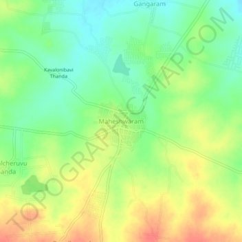 Carte topographique Maheshwaram, altitude, relief