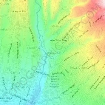 Carte topographique Santa Luisa, altitude, relief