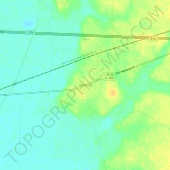 Carte topographique Bluff City, altitude, relief