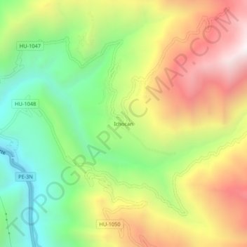 Carte topographique Ichocan, altitude, relief