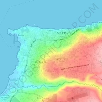 Carte topographique Cité belle vue, altitude, relief