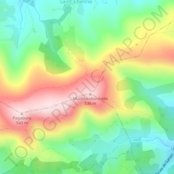 Carte topographique Munhoko Bordaldea, altitude, relief