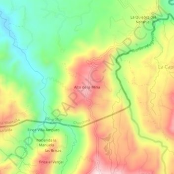 Carte topographique Alto de la Mina, altitude, relief