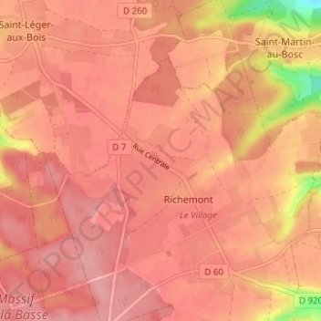 Carte topographique La Neuville, altitude, relief