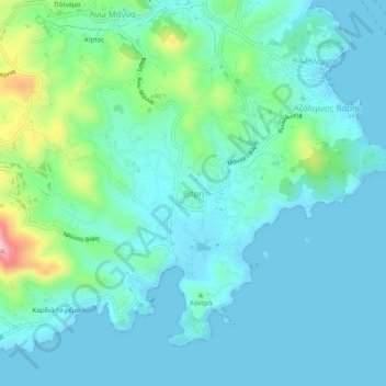 Carte topographique Vari, altitude, relief