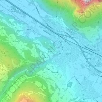 Carte topographique St.Martin, altitude, relief