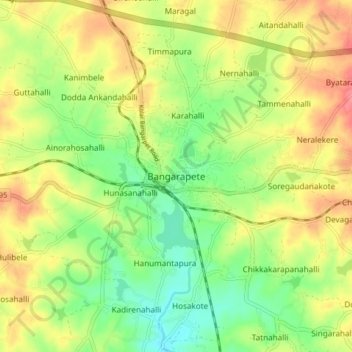 Carte topographique Bangarapete, altitude, relief