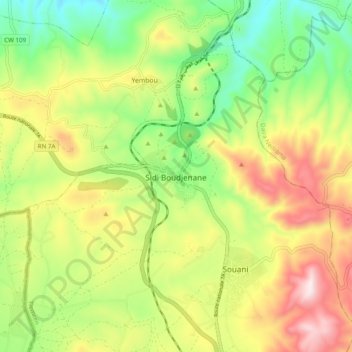 Carte topographique Sidi Boudjenane, altitude, relief