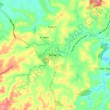 Carte topographique Malanda, altitude, relief