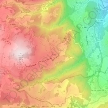 Carte topographique Berzet, altitude, relief